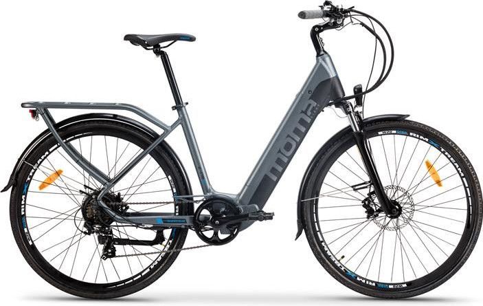 Vélo de Ville Electrique Moma Bikes Ebike-28 Shimano 7V Batterie 624Wh Gris Noir