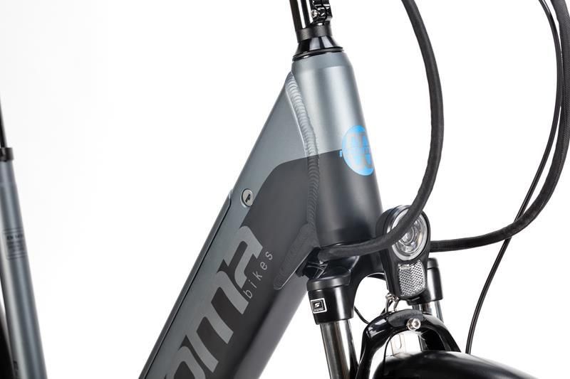 Vélo de Ville Electrique Moma Bikes Ebike-28 Shimano 7V Batterie 624Wh Gris Noir