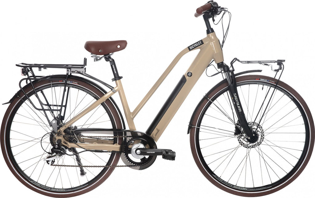 Vélo de Ville Électrique Bicyklet Camille Shimano Acera/Altus 8V 504 Wh 700 mm Beige Ivoire