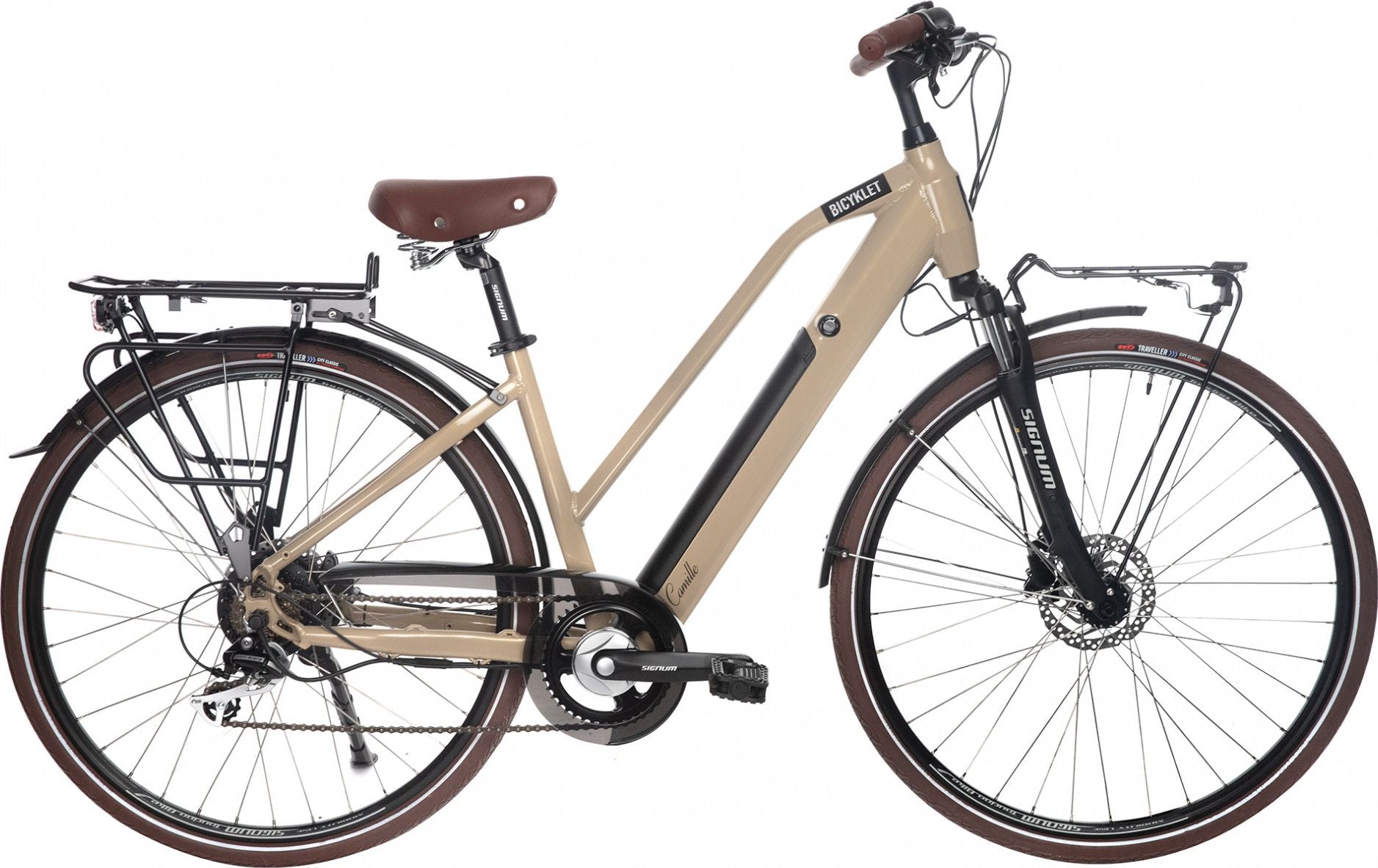 Vélo de Ville Électrique Bicyklet Camille Shimano Acera/Altus 8V 504 Wh 700 mm Beige Ivoire