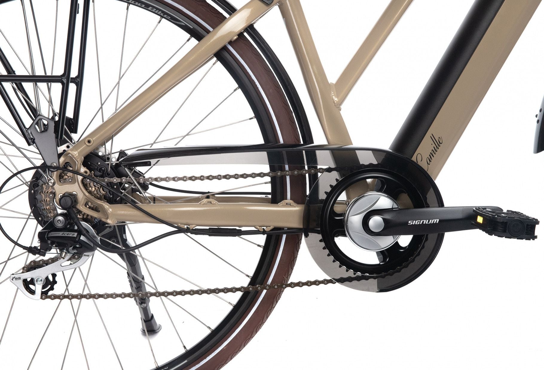 Vélo de Ville Électrique Bicyklet Camille Shimano Acera/Altus 8V 504 Wh 700 mm Beige Ivoire