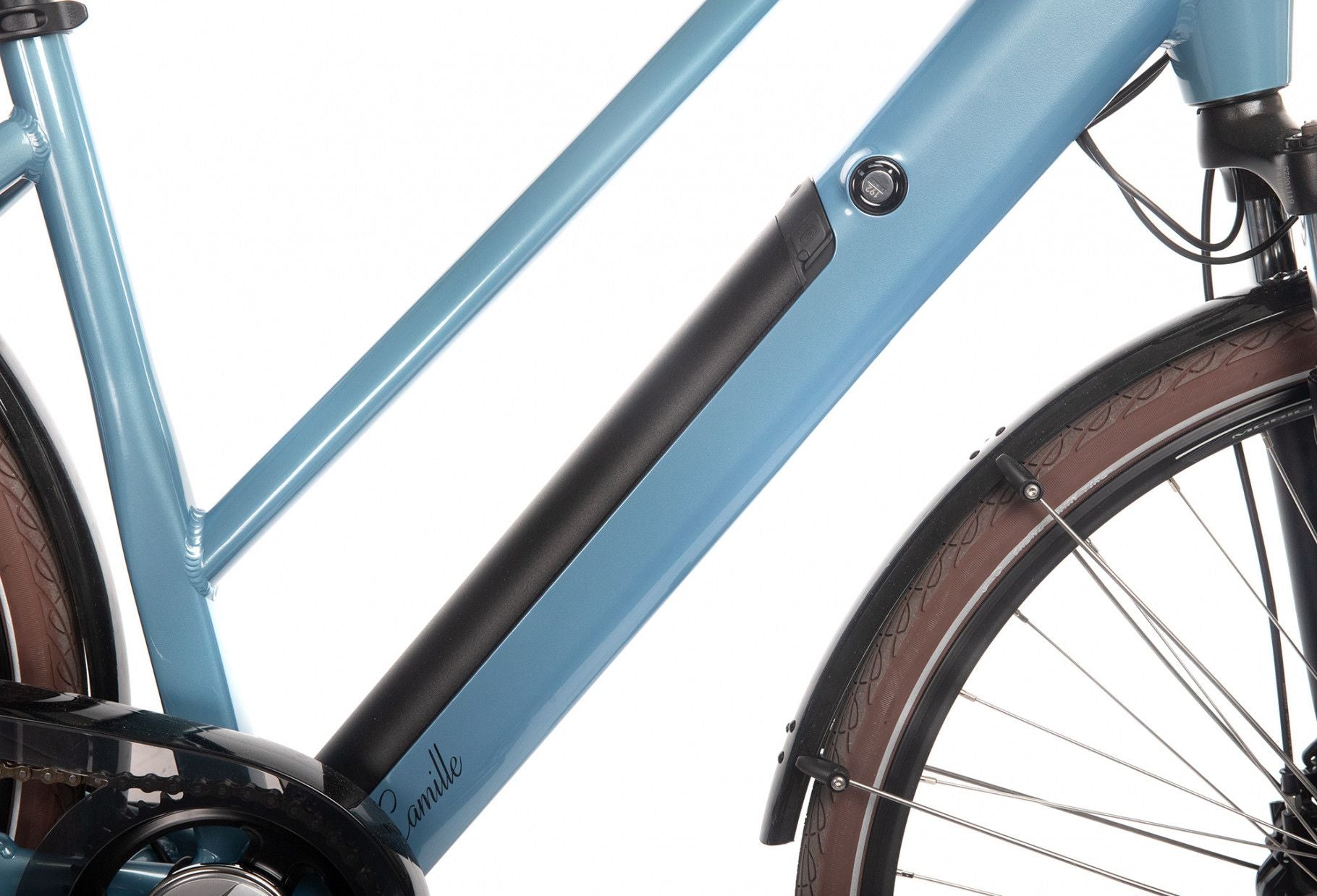 Vélo de Ville Électrique Bicyklet Camille Shimano Acera/Altus 8V 504 Wh 700 mm Bleu