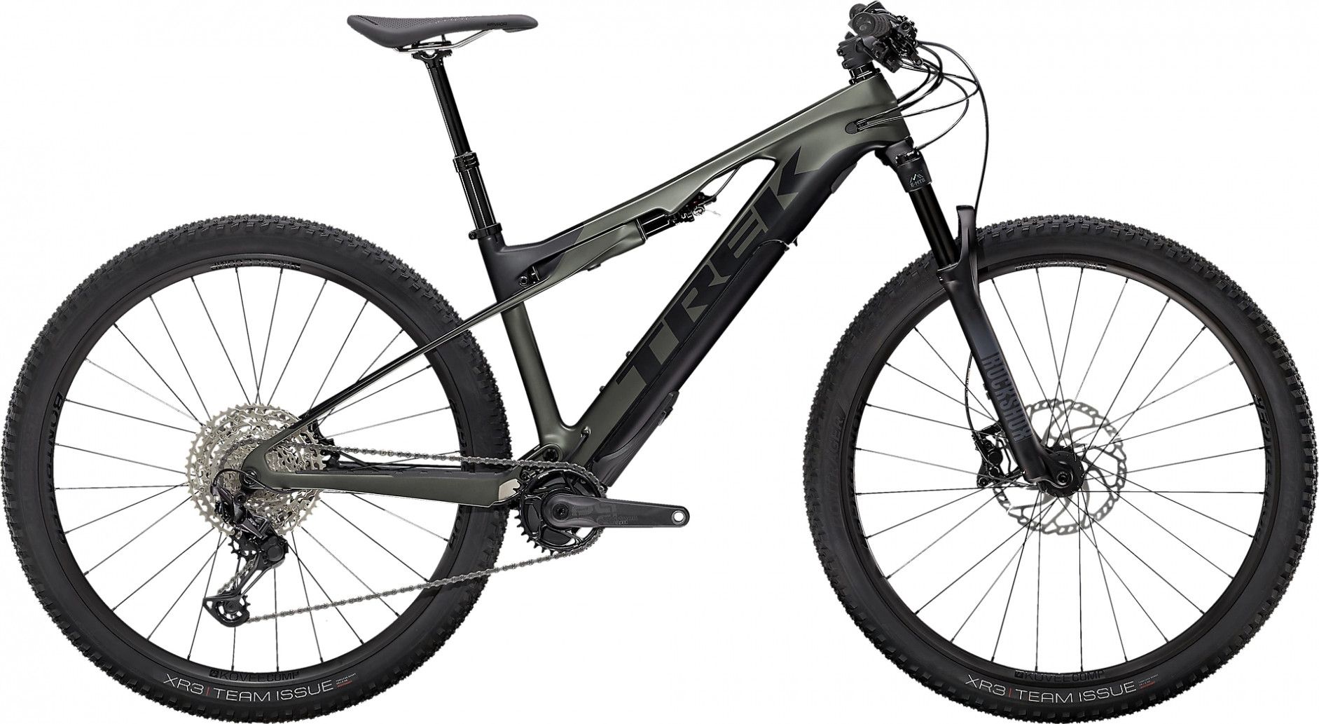 VTT Électrique Tout-Suspendu Trek E-Caliber 9.6 29'' 12V 250Wh Fazua 58Nm Satin Lithium Grey/Trek Black - Vélo d'Exposition