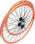 PAIRE ROUES 700 FIXI, 430 ORANGE, VELOX TRACK FLIP-FLOP ECROUS, PIGNON 1V, 32 RAYONS.