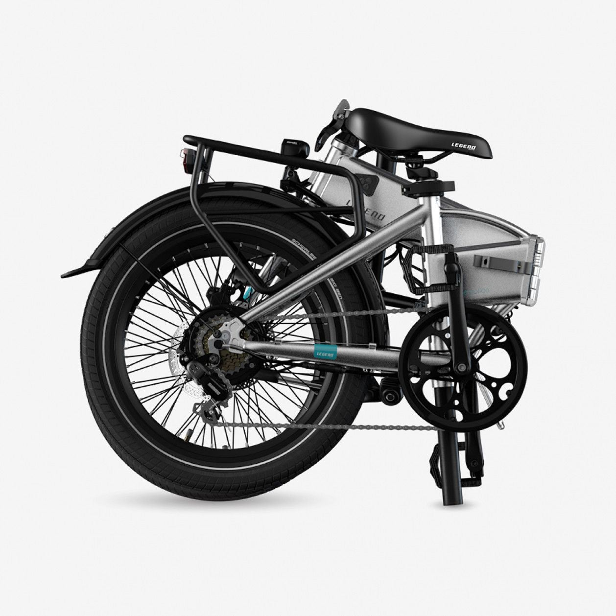 Legend Monza Vélo Electrique Pliant Smart eBike Roues de 20 Pouces, Freins Disque Hydraulique, Batterie 36V 14Ah Panasonic (504Wh), Argent