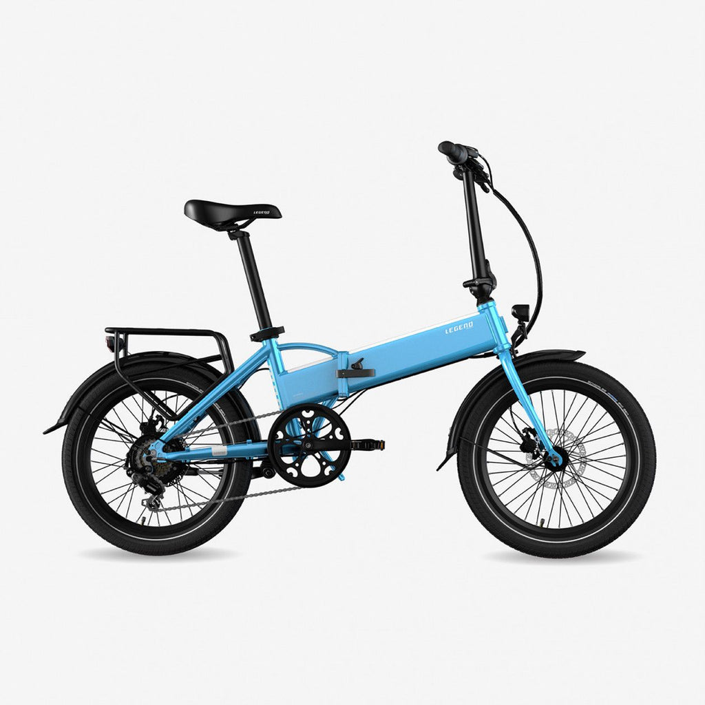 Legend Monza Vélo Electrique Pliant Smart eBike Roues de 20 Pouces, Freins Disque Hydraulique, Batterie 36V 14Ah Panasonic (504Wh), Bleu Steel