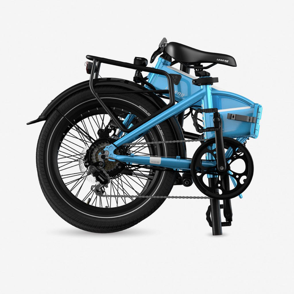 Legend Monza Vélo Electrique Pliant Smart eBike Roues de 20 Pouces, Freins Disque Hydraulique, Batterie 36V 14Ah Panasonic (504Wh), Bleu Steel