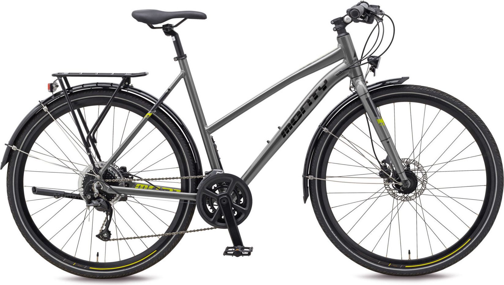Vélo de Ville Monty Rock Shimano Altus 9V 700 mm Argent / Jaune