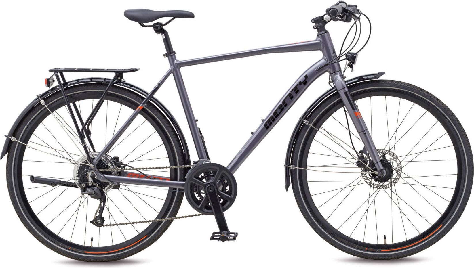 Vélo de Ville Monty Rock Shimano Altus 9V 700 mm Argent / Orange