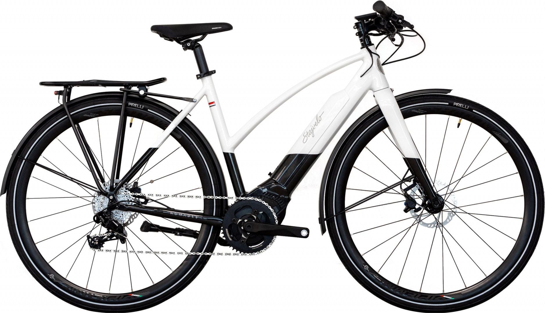 Vélo de Ville Électrique Stajvélo Nomades Sram GX 11V 500 Wh 700 mm Blanc