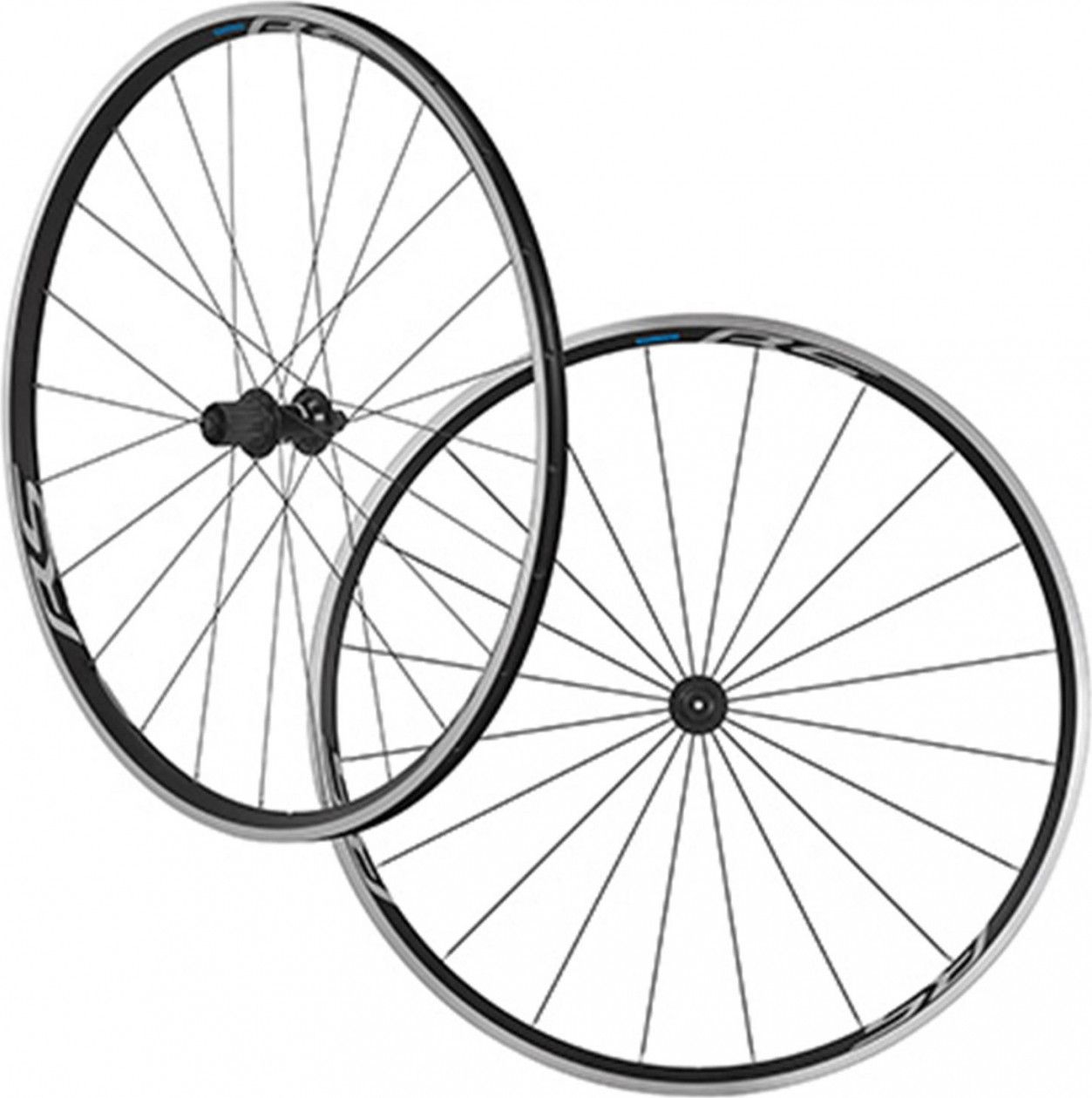ROUES ROUTE 700 SHIMANO WH-RS100 NOIR 11V. COMPATIBLE 10V. DECO BLANC  (AVANT + ARRIERE)