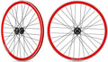 Roue arriere fixie jante rouge moyeu noir Rodi