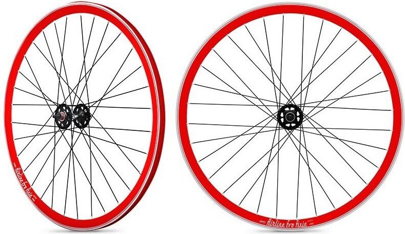 Roue arriere fixie jante rouge moyeu noir Rodi