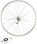 Roue velo urbain 650 x 35b ar ecrou axe plein jante alu argent retropedalage 36t