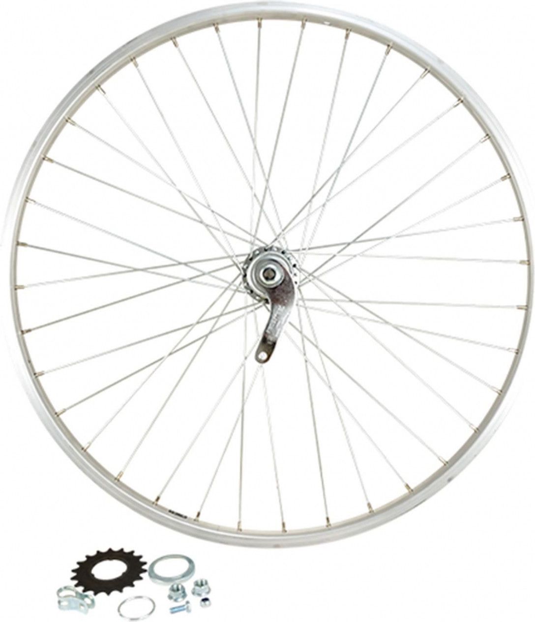 Roue vtt 26  ar ecrou. axe plein jante alu mach1. moy. velosteel coaster 18t retropedalage