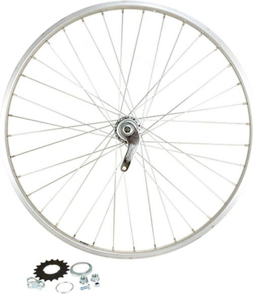 Roue vtt 26  ar ecrou. axe plein jante alu mach1. moy. velosteel coaster 18t retropedalage