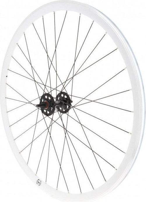 Roue avant fixie jante blanche moyeu noir Rodi