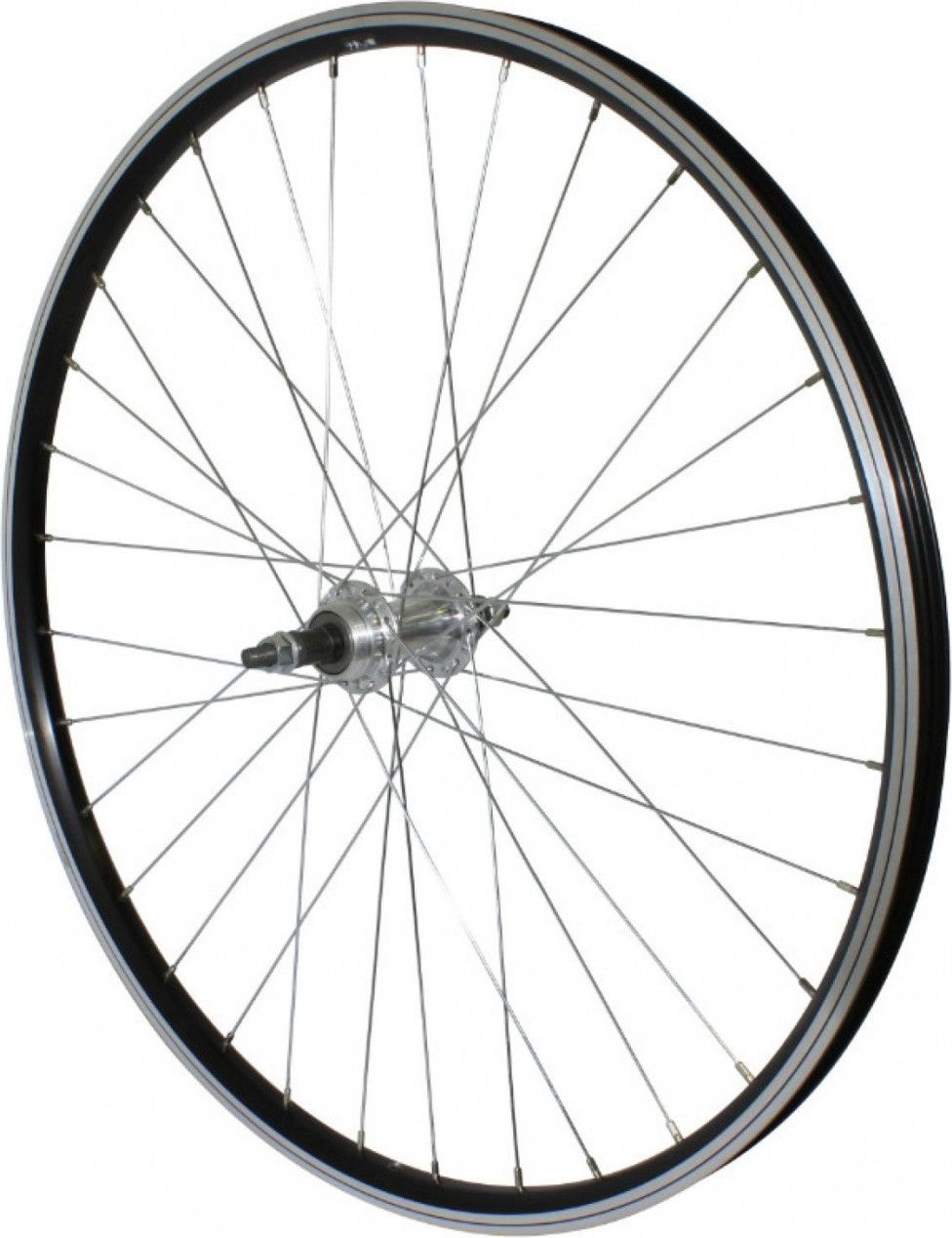 Roue vtt 26  p2r arriere alu noir double paroi moy alu roue libre 7-6v. axe plein