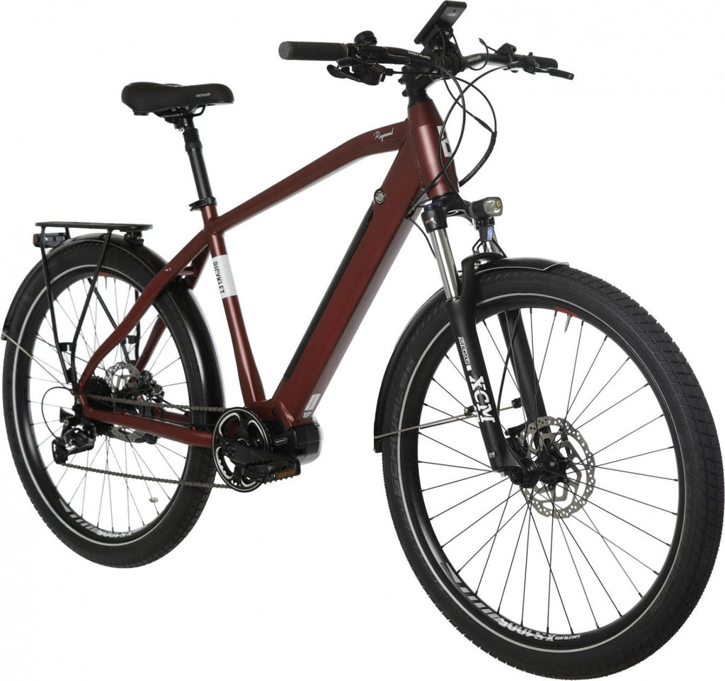 Vélo de Ville Électrique Bicyklet Raymond Shimano Acera 9V 504 Wh 27.5'' Rouge Bordeaux
