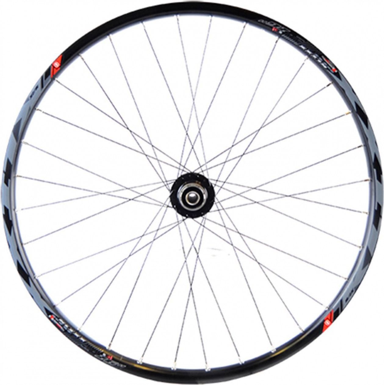 Roue vtt 26  ar k7 jante noir mach1 klixx tub.ready.moy.disque 6t 9/10/11v axe.trav.12x142