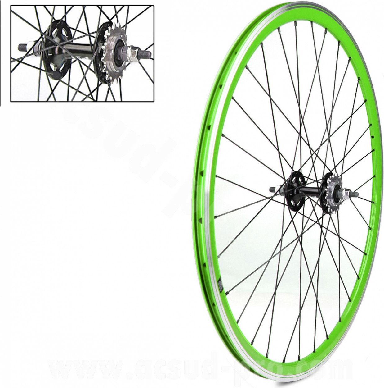 ROUE ARRIERE VELOX 700C FIXIE VERTE ALU MOYEU FLIP FLOP