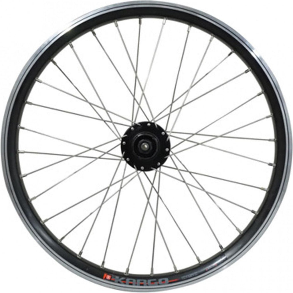 Roue vtt 20  arriere kargo disc vae-e-bike alu noire double paroi moyeu Shimano m475 disc 6 trous cassette 10-9-8v. (renforce) rayon inox