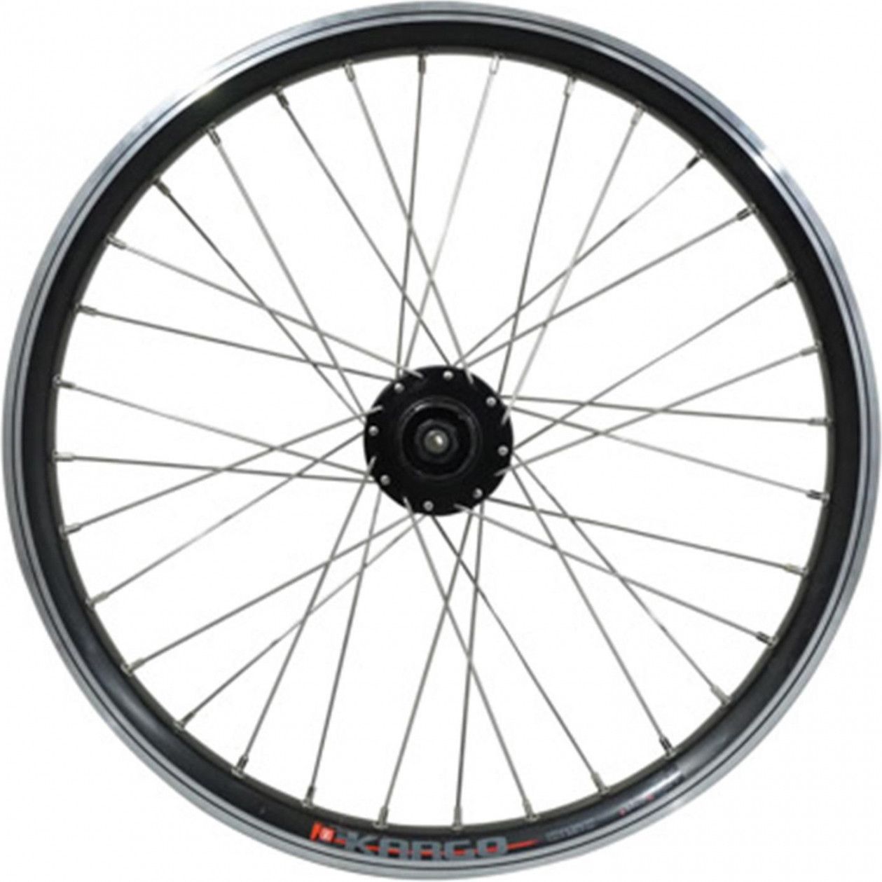 Roue vtt 20  arriere kargo disc vae-e-bike alu noire double paroi moyeu Shimano m475 disc 6 trous cassette 10-9-8v. (renforce) rayon inox