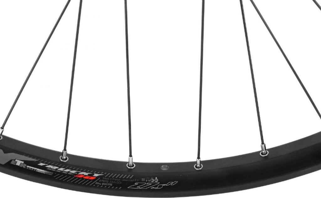 Roue vtt 27.5  plus trucky 35 disc arriere noir moy centerlock mt510 12v. microspline (tubeless et tubetype) pour axe traversant 12-142  pour pneu 27.5x2.20-2.80  - jante inter 35mm