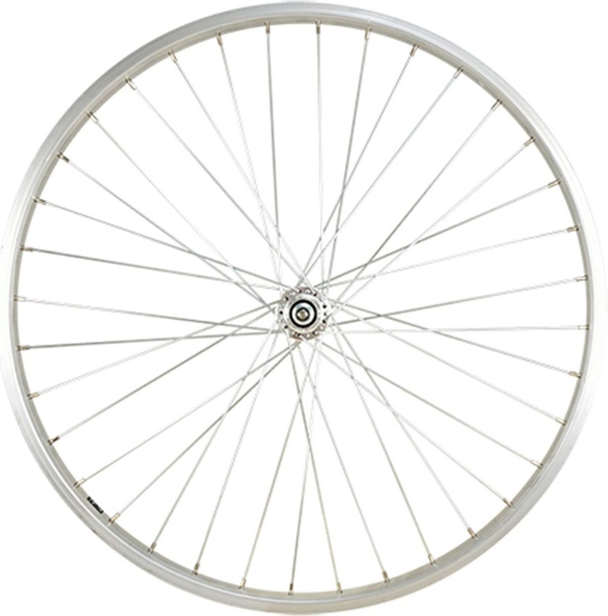Roue vtt 26  av ecrou axe plein jante argent mach1 m110 evo moy.miche magnum v-brake 36t