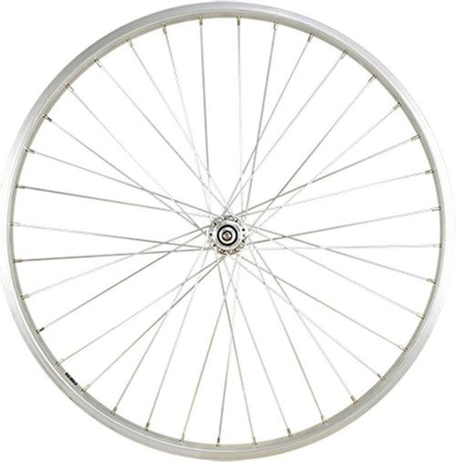 Roue vtt 26  av ecrou axe plein jante argent mach1 m110 evo moy.miche magnum v-brake 36t