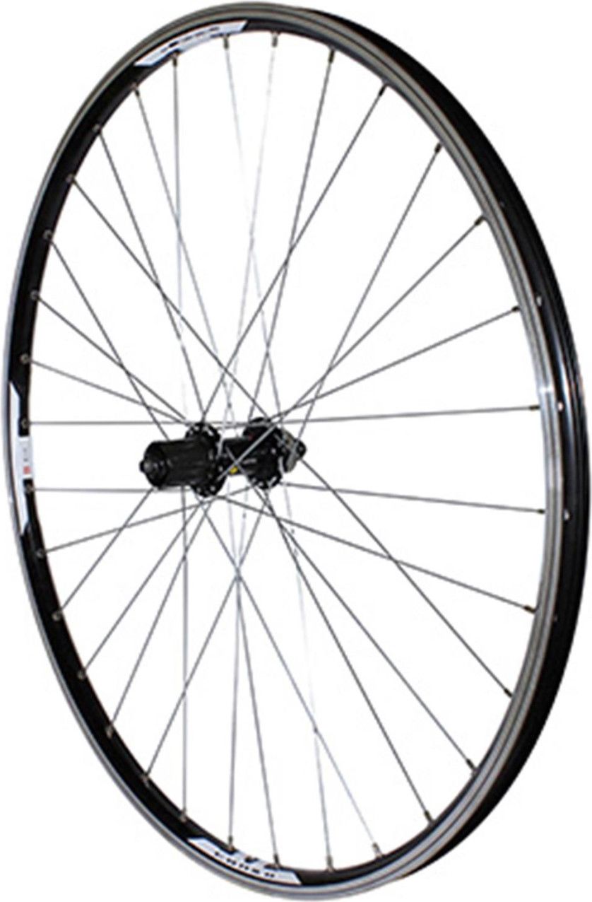 Roue vtt 29  combo arriere noir renforce v-brake moyeu Shimano rm66 compatible disc centerlock pour Shimano-Sram 10-9-8v. blocage (jante double paroi avec oeillets-rayonnage inox)