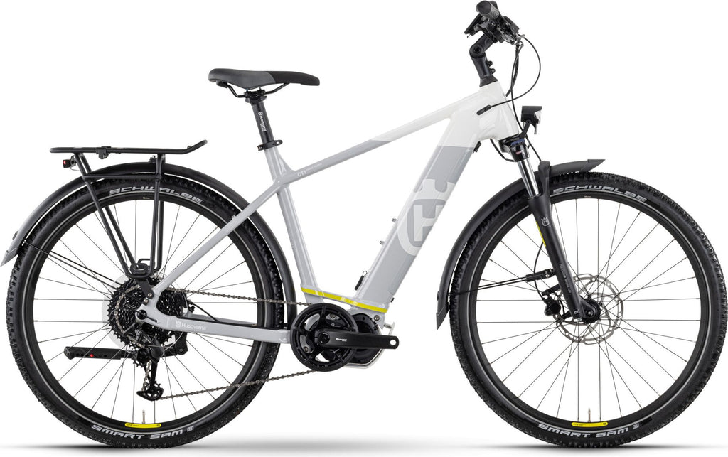 Vélo de Ville Électrique Husqvarna Cross Tourer CT1 Gent Shimano Alivio 9V 630Wh 27.5'' Gris / Blanc