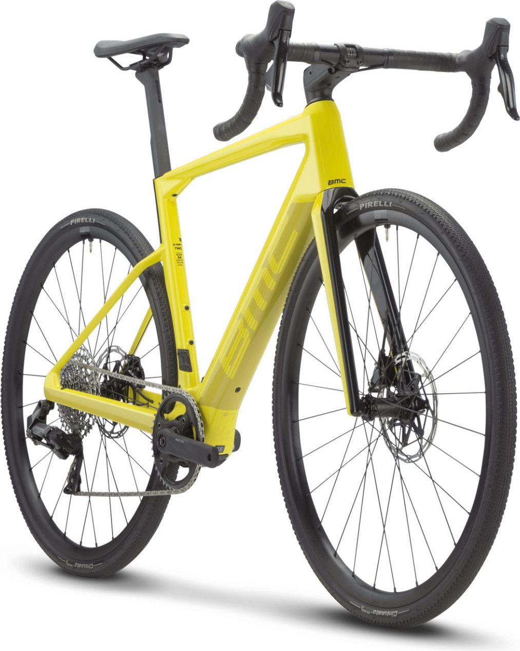 Vélo de Route Électrique BMC Roadmachine 01 AMP X Two Sram Rival XPLR eTap AXS 12V 360 Wh 700 mm Jaune Lime 2023