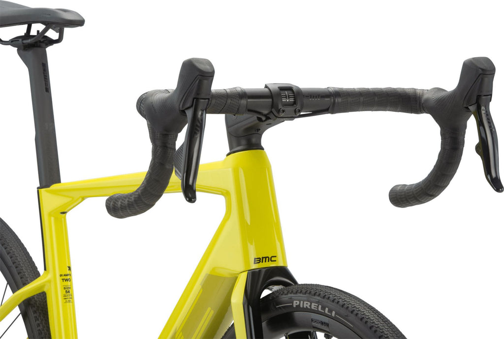 Vélo de Route Électrique BMC Roadmachine 01 AMP X Two Sram Rival XPLR eTap AXS 12V 360 Wh 700 mm Jaune Lime 2023