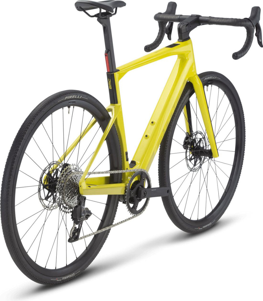 Vélo de Route Électrique BMC Roadmachine 01 AMP X Two Sram Rival XPLR eTap AXS 12V 360 Wh 700 mm Jaune Lime 2023