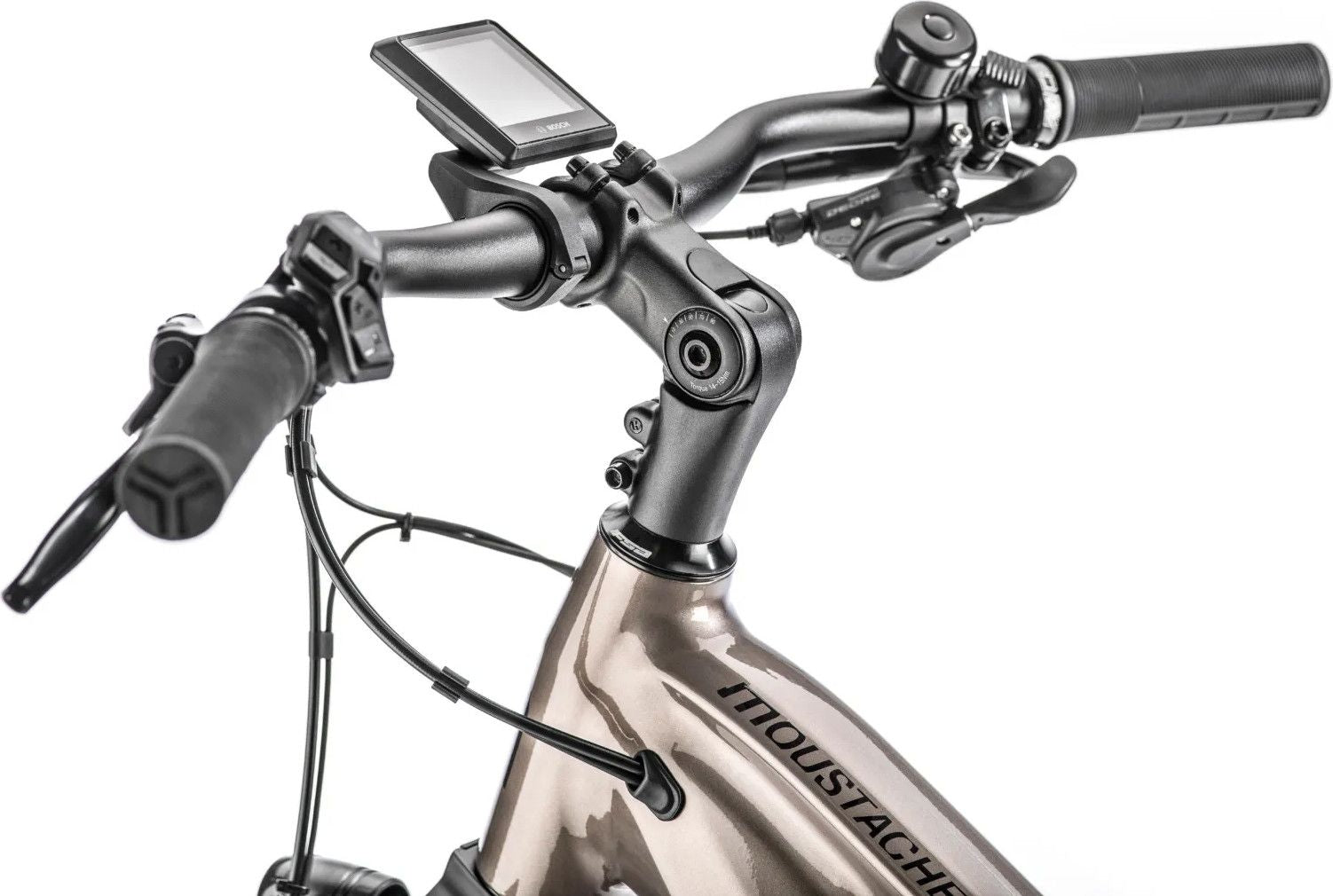 VTC Électrique Tout-Suspendu Moustache Samedi 27 Xroad FS 3 Smart System Shimano Deore 11V 500 Wh 27.5'' Beige 2023