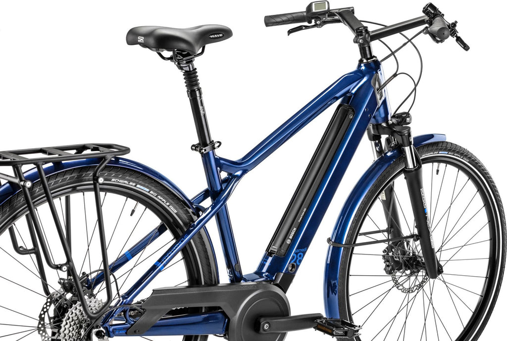 Vélo de Ville Électrique Moustache Samedi 28.2 Shimano Altus 9V 500 Wh 700mm Bleu Nuit 2023