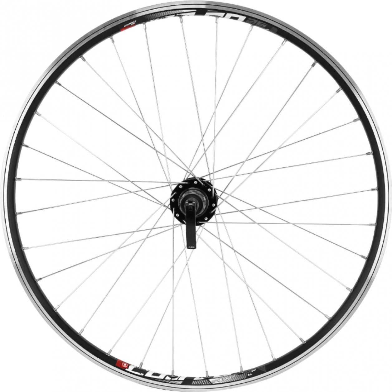 Roue vtt 26  combo arriere noir renforce v-brake moyeu Velox disc pour cassette Shimano-Sram 11-10-9v. special loueur (jante double paroi avec oeillets)