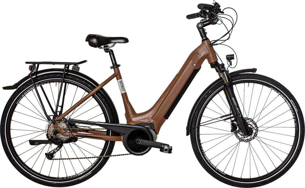 Vélo de Ville Électrique Bicyklet Victoire Shimano Alivio 9V 400 Wh 700 mm Marron