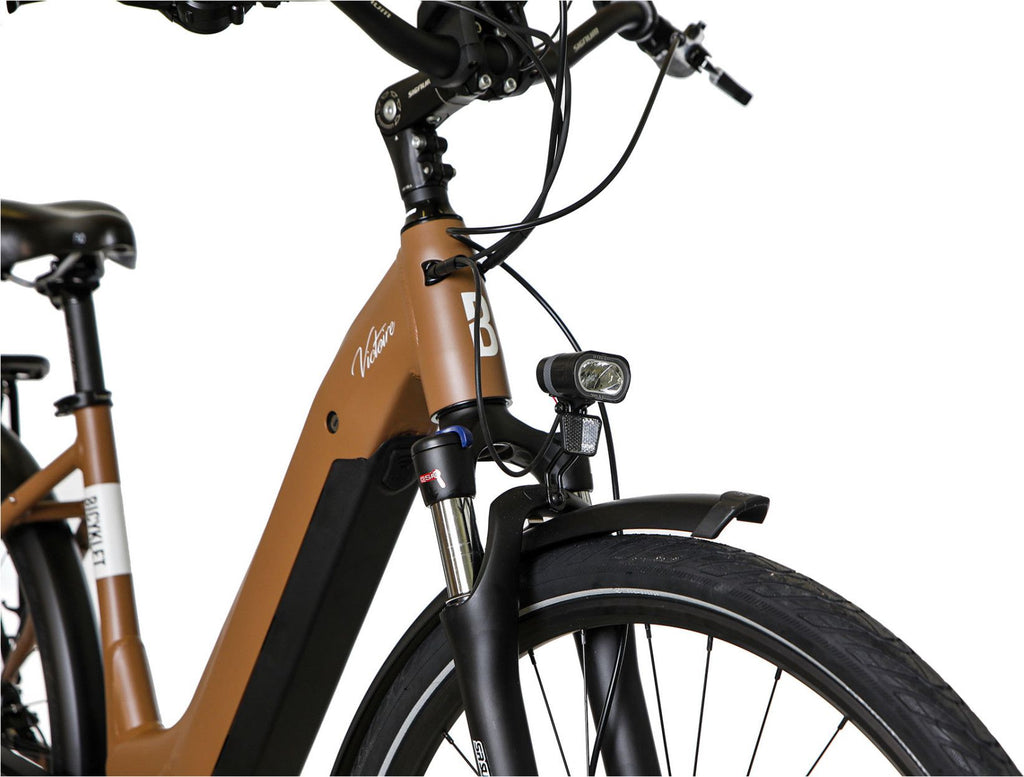 Vélo de Ville Électrique Bicyklet Victoire Shimano Alivio 9V 400 Wh 700 mm Marron