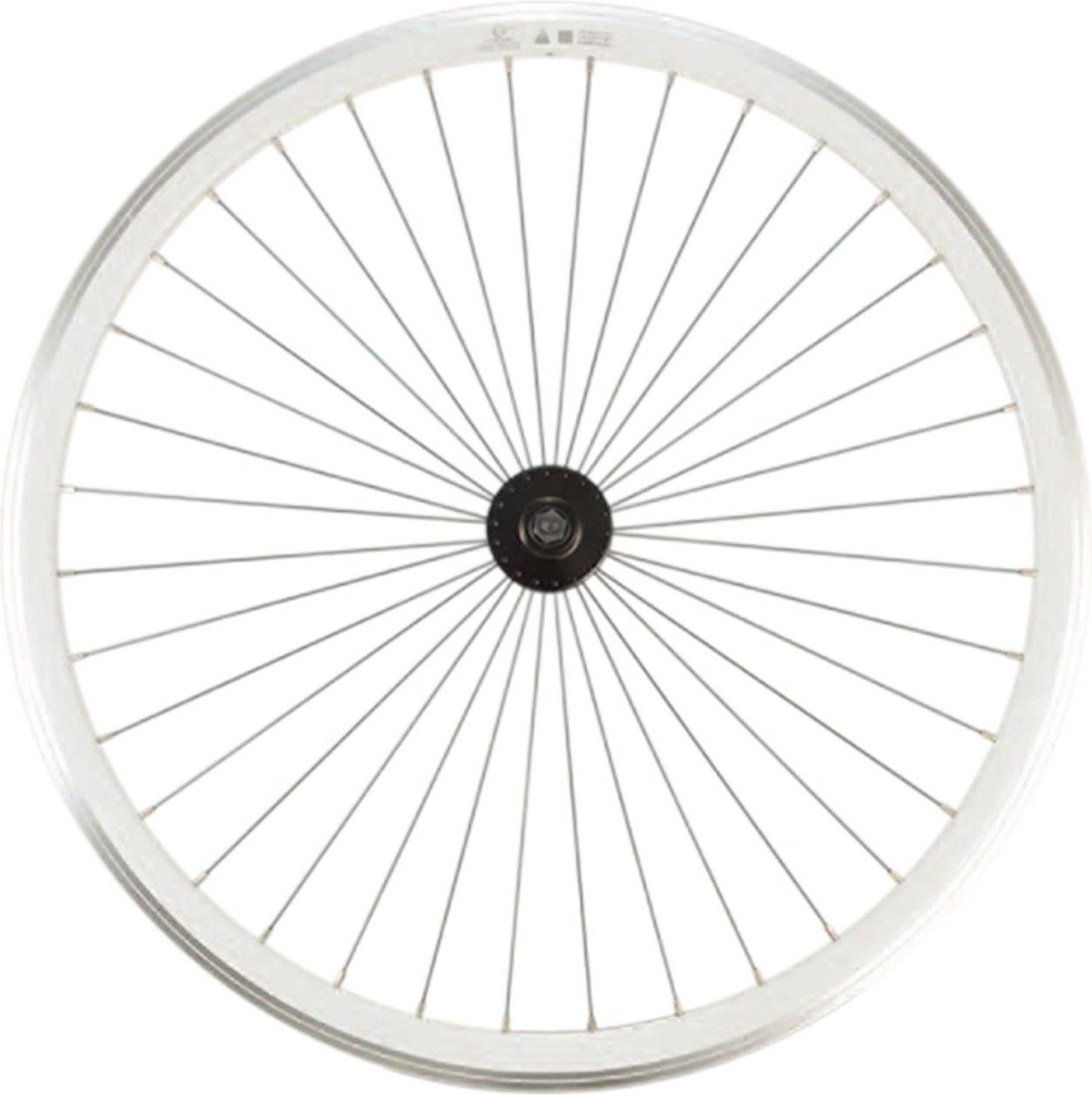 Roue fixie 700 av ecrou axe plein jante blanc mach1 430. moyeu noir 32t