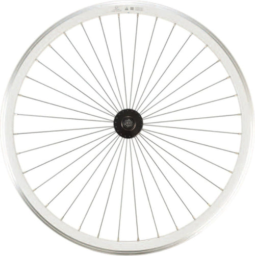 Roue fixie 700 av ecrou axe plein jante blanc mach1 430. moyeu noir 32t