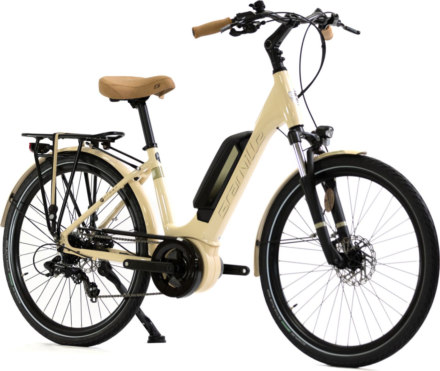 Vélo de Ville Électrique Granville E-Urban 30 Unisex Shimano Tourney/Altus 7V 500 Wh 700 mm Beige Ivory