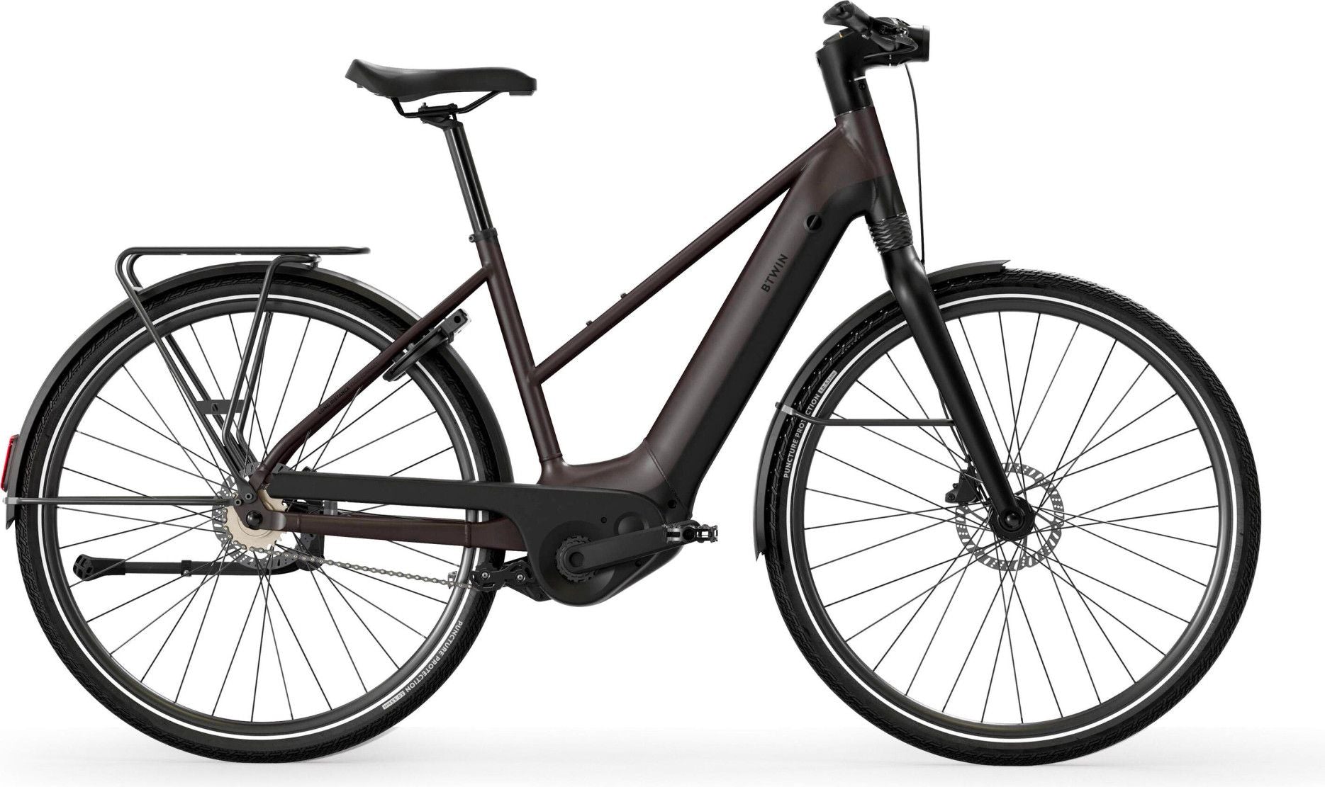 Vélo de Ville Électrique Btwin LD 920 E Cadre Bas Moteur Automatique Owuru 702Wh 700mm Noir