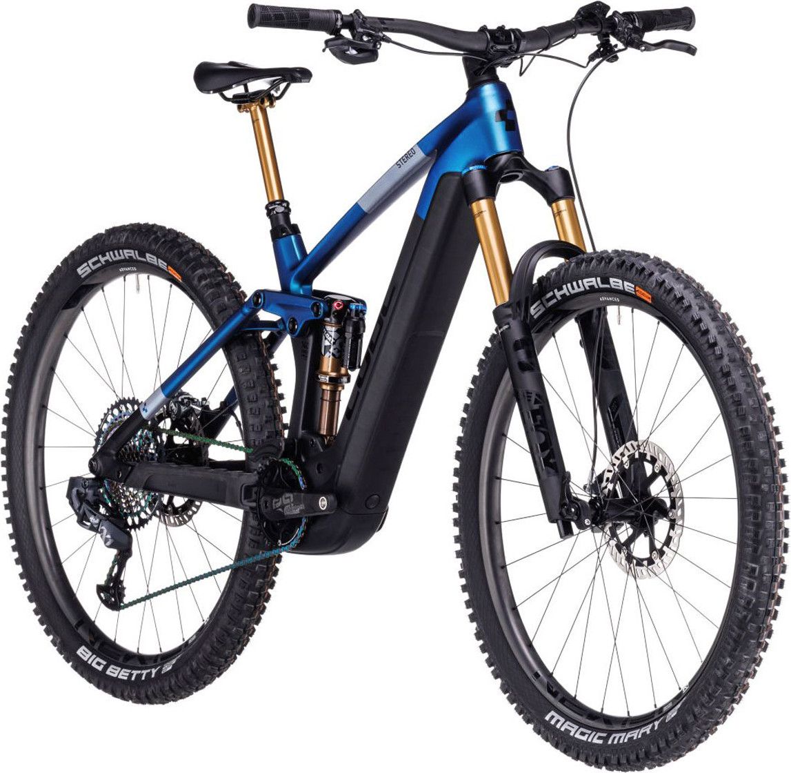VTT Électrique Tout-Suspendu Cube Stereo Hybrid 140 HPC SLT 750 Sram XX1 Eagle AXS 12V 750 Wh 29'' Bleu Nebula Gris Carbon