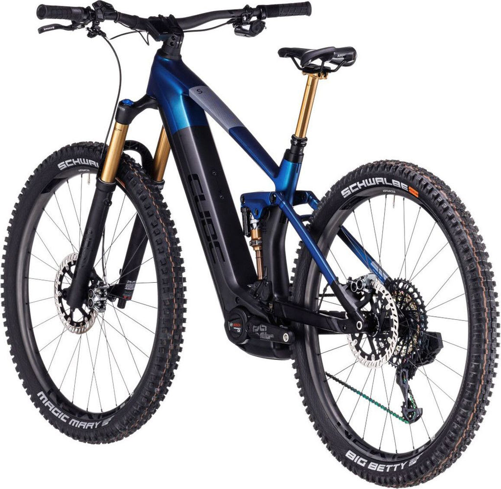 VTT Électrique Tout-Suspendu Cube Stereo Hybrid 140 HPC SLT 750 Sram XX1 Eagle AXS 12V 750 Wh 29'' Bleu Nebula Gris Carbon
