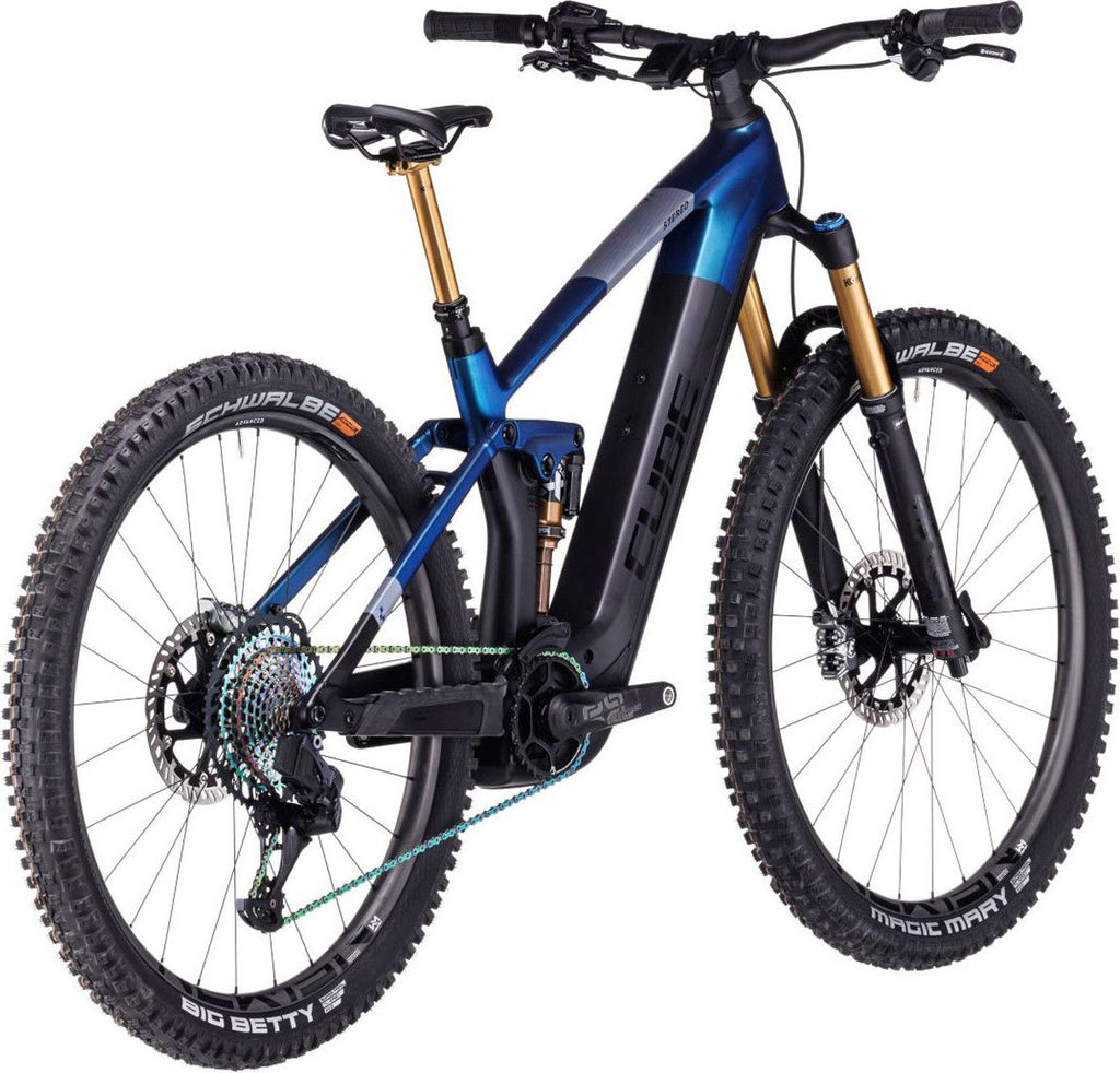 VTT Électrique Tout-Suspendu Cube Stereo Hybrid 140 HPC SLT 750 Sram XX1 Eagle AXS 12V 750 Wh 29'' Bleu Nebula Gris Carbon