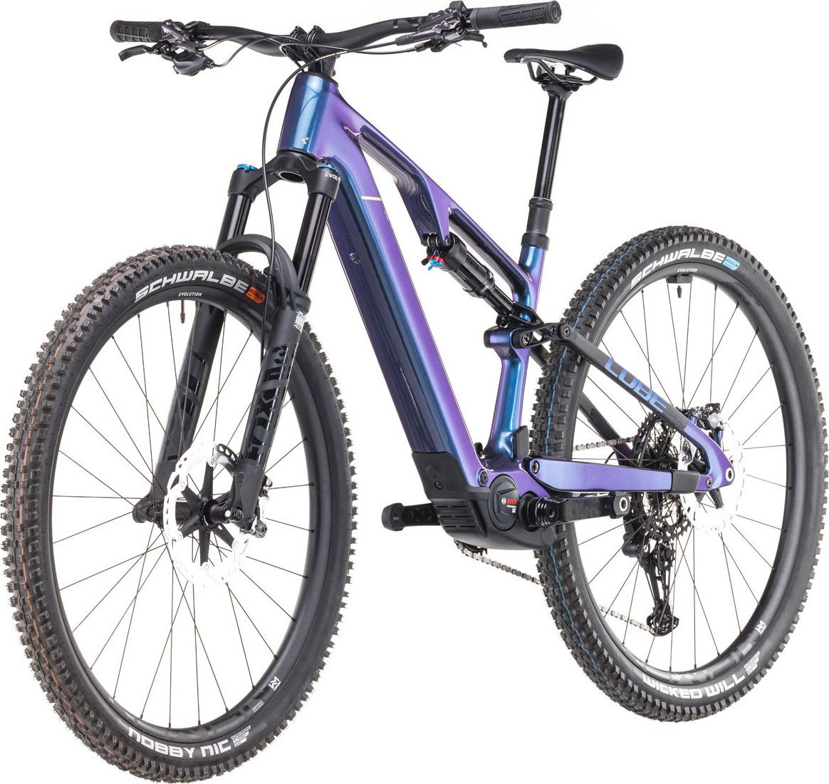 VTT Électrique Tout-Suspendu Cube AMS Hybrid One44 C:68X SLX 400X 12V 400 Wh Bosch 60 Nm 29'' Bleu Deepcobalt Violet 2025