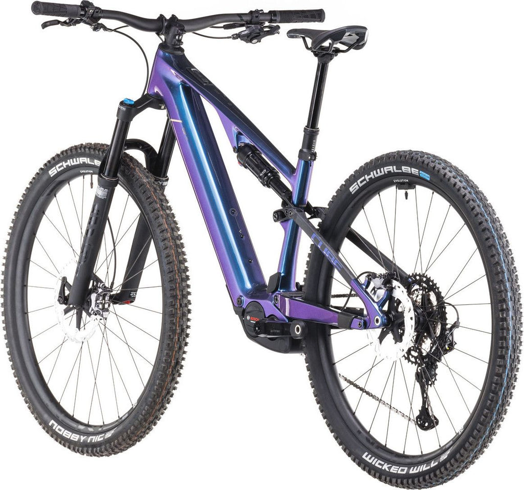 VTT Électrique Tout-Suspendu Cube AMS Hybrid One44 C:68X SLX 400X 12V 400 Wh Bosch 60 Nm 29'' Bleu Deepcobalt Violet 2025