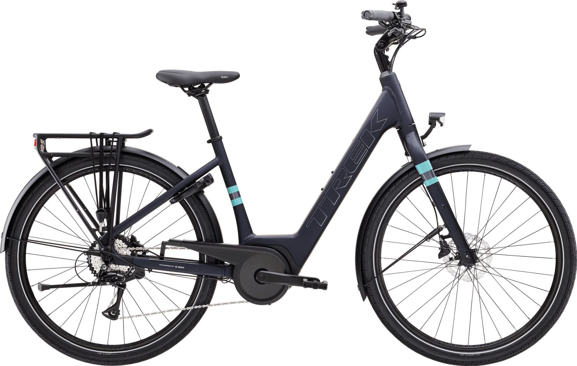 Vélo de Ville Électrique Trek Verve+ 1 Lowstep 400Wh Shimano Acera 8V Bleu - Vélo d'Exposition